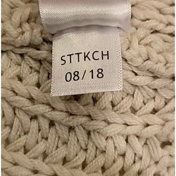 Aeropostale Womens Ivory Tan Cold Shoulder Open Knit Sweater Medium Mock Neck - Picture 7 of 11